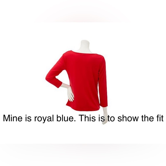 Bob Mackie’s Drape Neck Bracelet Sleeve Knit Top In Royal Blue. Size 1X. - Picture 9 of 12